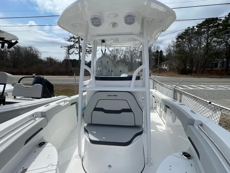 Slide: The Image of 2025 Sea Pro 222 Center Console boat with spacious seating and modern design. - 17
