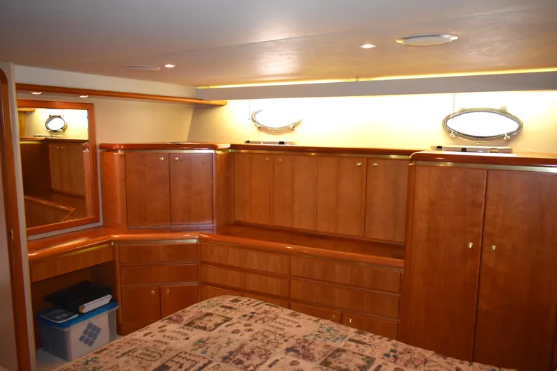 Slide: The Image of Luxurious wood interior of 2001 West Bay 58 RPH yacht cabin. - 37