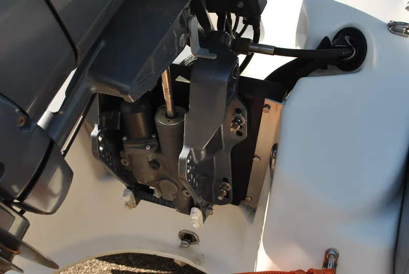 Slide: The Image of Outboard motor detail of 2017 Avon Seasport 340 Deluxe boat. - 27