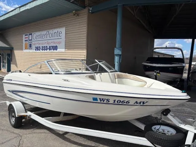 Slide: The Image of 2005 Glastron MX 175 boat on trailer at CenterPointe storage facility. - 0