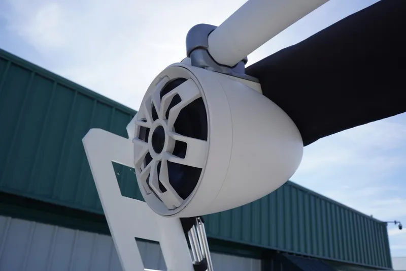 Slide: The Image of 2019 Axis A22 boat speaker mounted on a wakeboard tower. - 46
