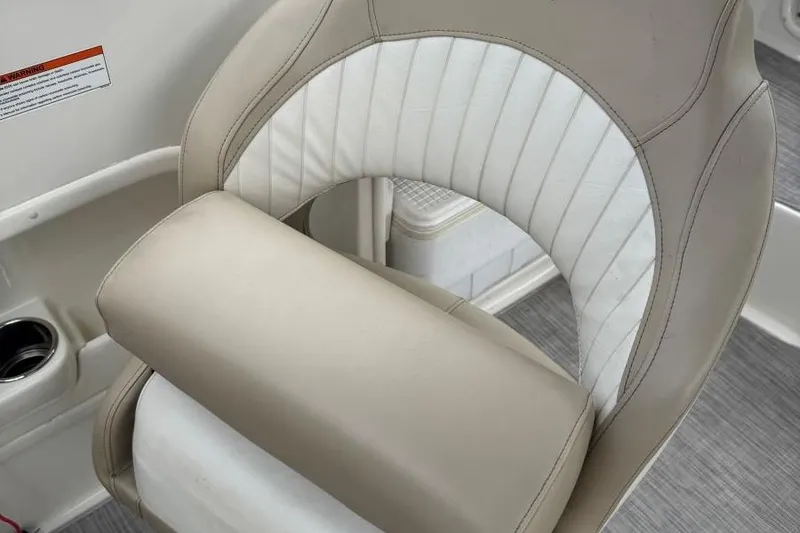 Slide: The Image of 2017 Stingray 235 LR boat seat with beige and white upholstery. - 42
