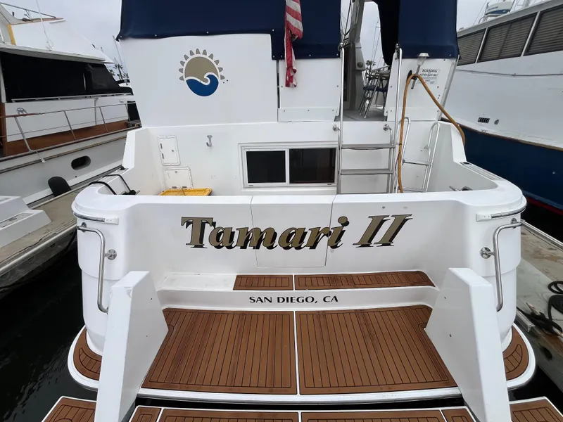 Slide: The Image of Ocean Alexander Sundeck 460 yacht, "Tamari II," docked in San Diego, CA, 1999 model. - 3