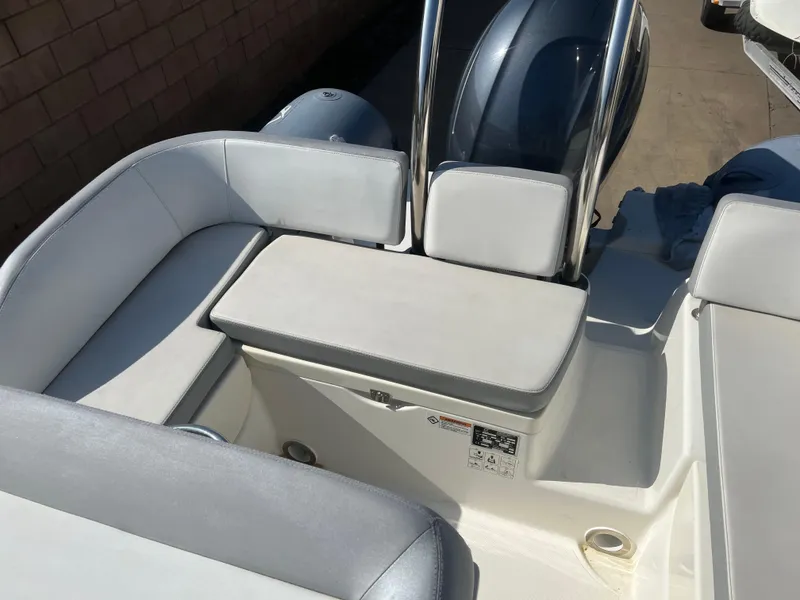 Slide: The Image of 2020 Zodiac N-ZO 600 boat interior with cushioned seating and sleek design. - 15