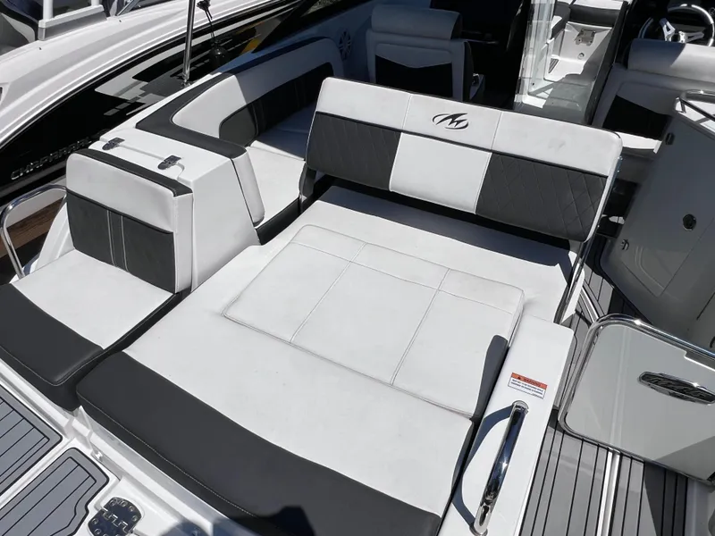 Slide: The Image of 2022 Monterey M45 boat interior with sleek seating, powered by 250 Verado, only 140 hours. - 17