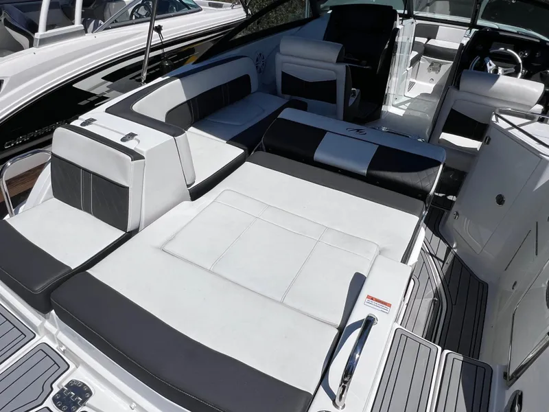 Slide: The Image of 2022 Monterey M45 boat interior with sleek seating, powered by 250 Verado, only 140 hours. - 18