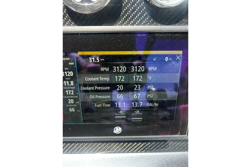 Slide: The Image of Dashboard display of a 2017 Formula 350 Crossover Bowrider OB showing engine metrics. - 5