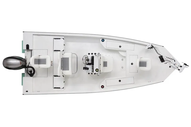 Slide: The Image of 2025 G3 Bay 19 GX boat interior with storage compartment and control panel. - 11