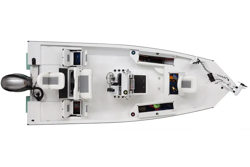 Slide: The Image of Open storage compartment on 2025 G3 Bay 19 GX boat, showcasing interior design. - 12