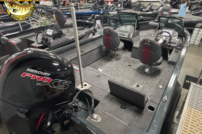 Slide: The Image of 2025 Ranger VS1882SC Reata boat with Mercury Pro XS engine in showroom. - 4