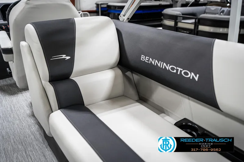 Slide: The Image of 2025 Bennington 22 SSR boat interior with branded seating and modern design. - 40