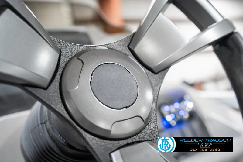 Slide: The Image of Steering wheel of 2025 Avalon 1785 Venture CRB boat, close-up view. - 32