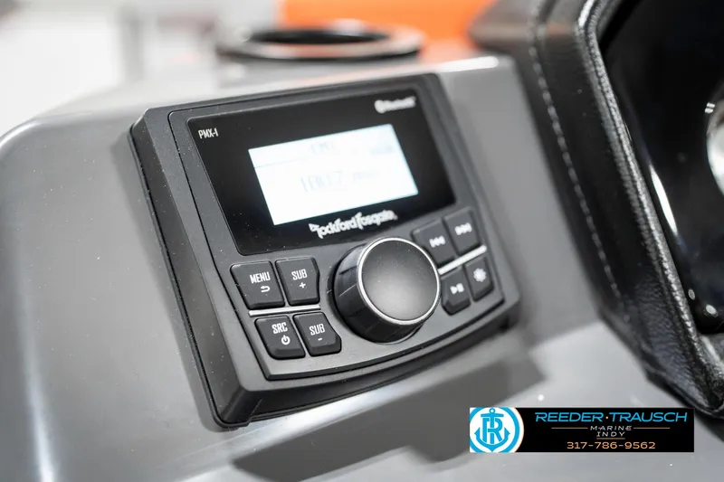 Slide: The Image of Control panel of 2025 Bennington 21 SSR boat with Rockford Fosgate audio system. - 31