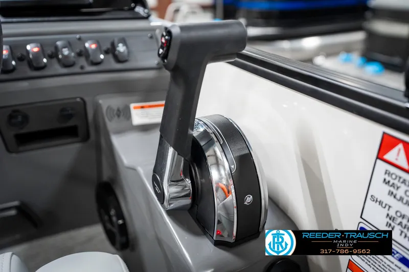 Slide: The Image of Throttle control of 2025 Bennington 21 SSR boat, featuring sleek design and modern controls. - 35