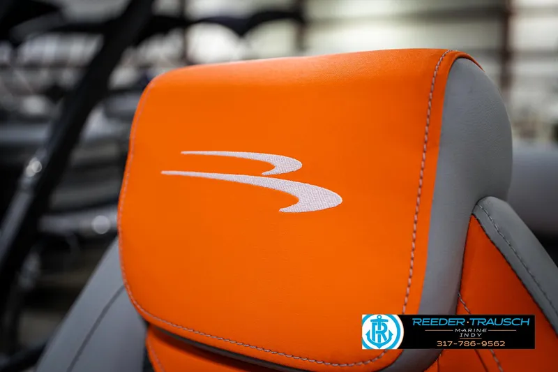 Slide: The Image of Orange and gray seat of 2025 Bennington 21 SSR boat with logo. - 41