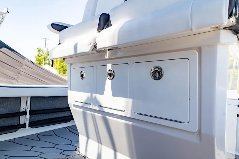 Slide: The Image of 2024 Crevalle 26 HCO boat storage compartments with sleek design and modern features. - 35