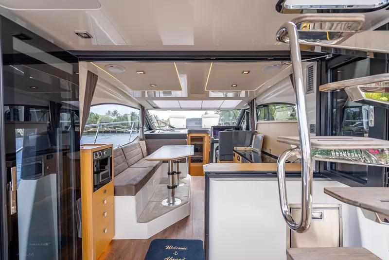 Slide: The Image of Luxurious interior of 2021 Skamander Monaco yacht with modern seating and elegant design. - 3