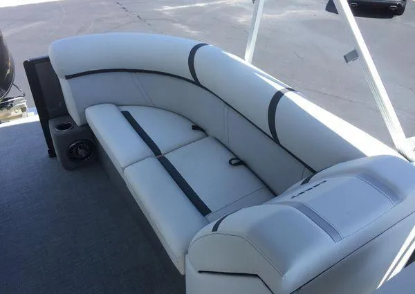 Slide: The Image of 2024 Crest LX 200 SLC boat interior with sleek, modern seating design. - 16