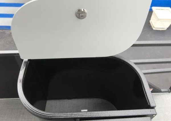 Slide: The Image of 2024 Crest Classic LX 220 SLSC boat with gray seating and canopy. - 18