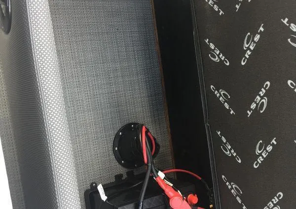 Slide: The Image of 2024 Crest LX 220 SLRC interior detail with wiring and branding. - 15