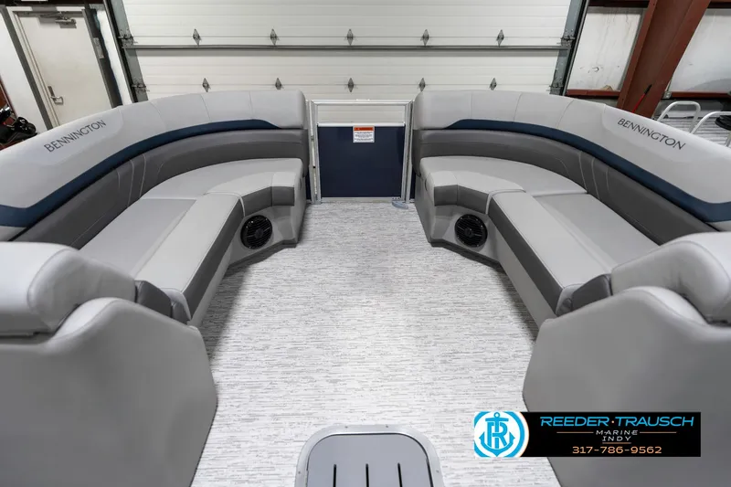 Slide: The Image of 2025 Bennington 23 S CRUISE boat interior with spacious seating and modern design. - 21