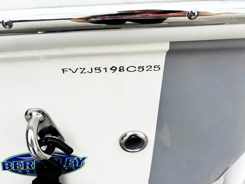 Slide: The Image of 2025 Pioneer 180 Islander boat with identification number and Berkeley logo. - 27