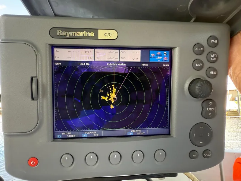 Slide: The Image of Raymarine C70 radar display on 1998 Beneteau Oceanis 352 sailboat. - 7
