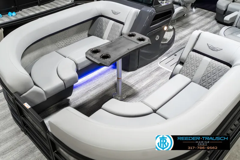 Slide: The Image of 2025 Bennington 22 MSB boat interior with luxurious seating and modern design. - 11