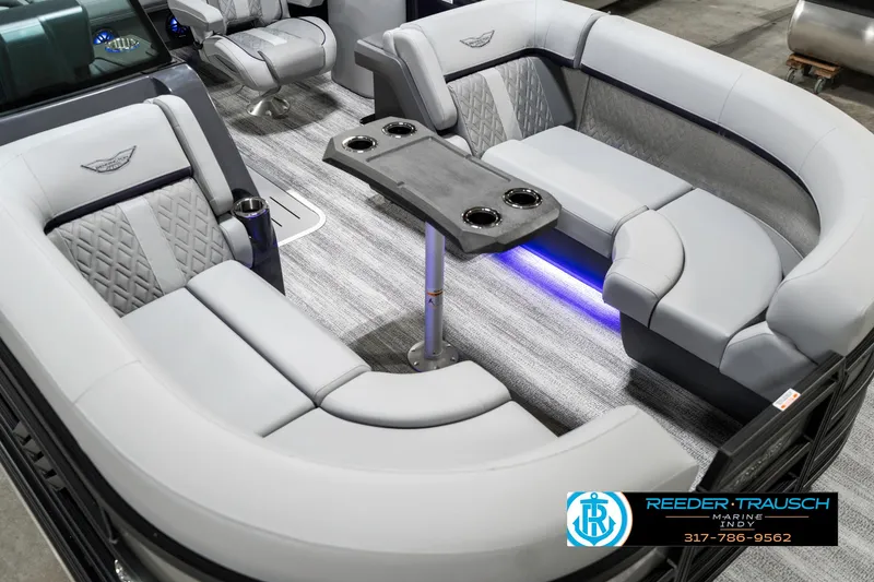 Slide: The Image of Luxurious seating area in 2025 Bennington 22 MSB pontoon boat with modern design. - 12