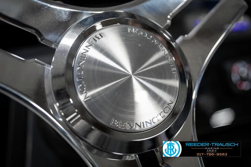 Slide: The Image of Close-up of 2025 Bennington 22 MSB steering wheel with metallic finish. - 39