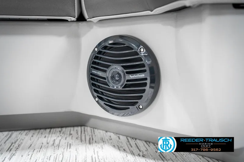 Slide: The Image of Speaker on 2025 Bennington 22 SXL boat interior, featuring Rockford Fosgate audio system. - 45