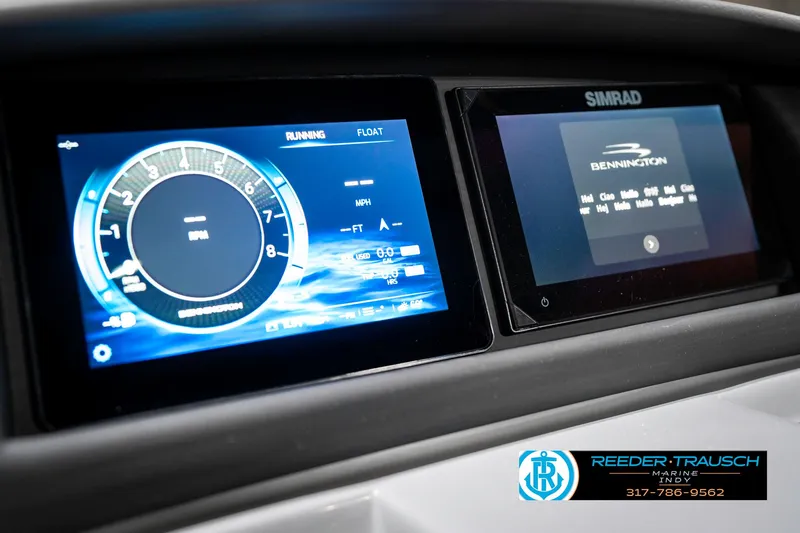 Slide: The Image of Digital dashboard of 2025 Bennington 23 LTSB boat with Simrad display. - 35