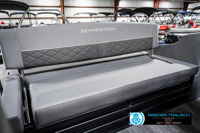 Slide: The Image of 2025 Bennington 23 LTSB boat seat with quilted design in showroom. - 40