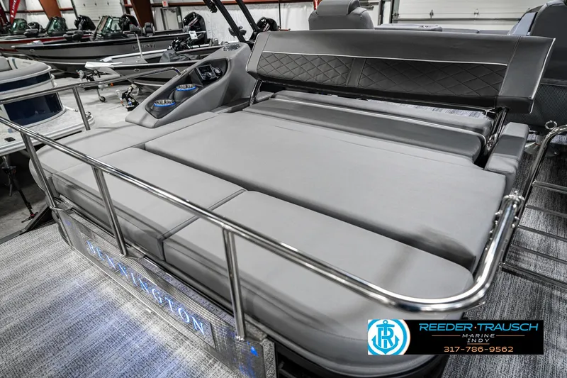 Slide: The Image of 2025 Bennington 23 LTSB pontoon boat with luxurious seating and modern design. - 41