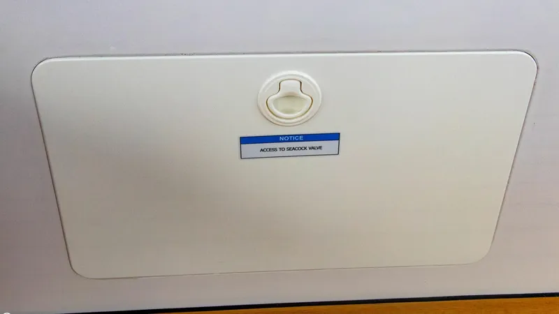 Slide: The Image of Access panel on 2023 Alfastreet 21 Open boat for seacock valve maintenance. - 20