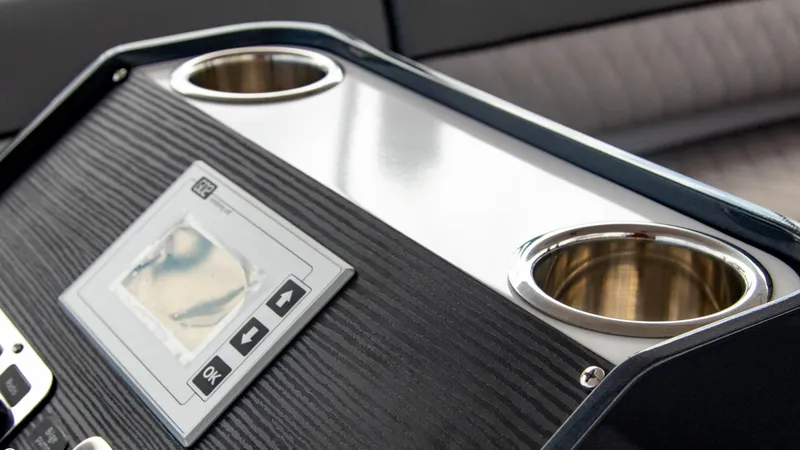 Slide: The Image of Control panel of 2023 Alfastreet 21 Open boat with cup holders and touchscreen display. - 23