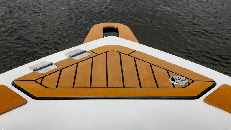 Slide: The Image of 2023 Alfastreet 21 Open boat bow with teak deck on water. - 8
