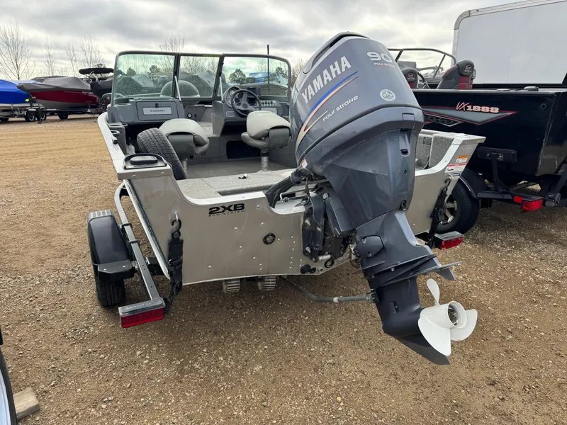 Slide: The Image of 2012 Alumacraft 165 Competitor boat with Yamaha 90HP outboard motor on trailer. - 3