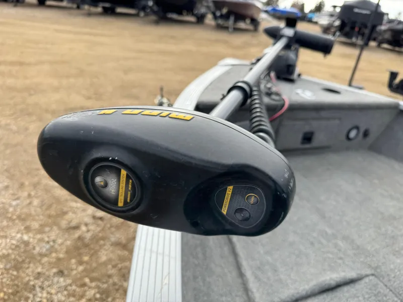 Slide: The Image of 2012 Alumacraft 165 Competitor boat with trolling motor detail. - 6