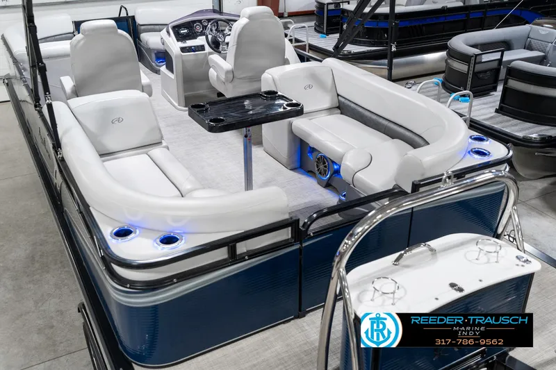 Slide: The Image of 2020 Avalon 2485 pontoon boat with luxurious seating and modern amenities. - 15