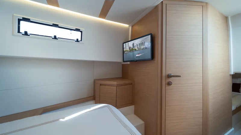 Slide: The Image of Luxurious interior of 2023 Pardo Yachts 38, featuring modern design and wood finishes. - 37