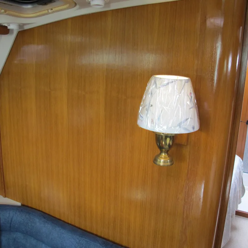 Slide: The Image of Wall-mounted lamp on wooden panel inside 1999 Catalina 42 MkII yacht interior. - 34
