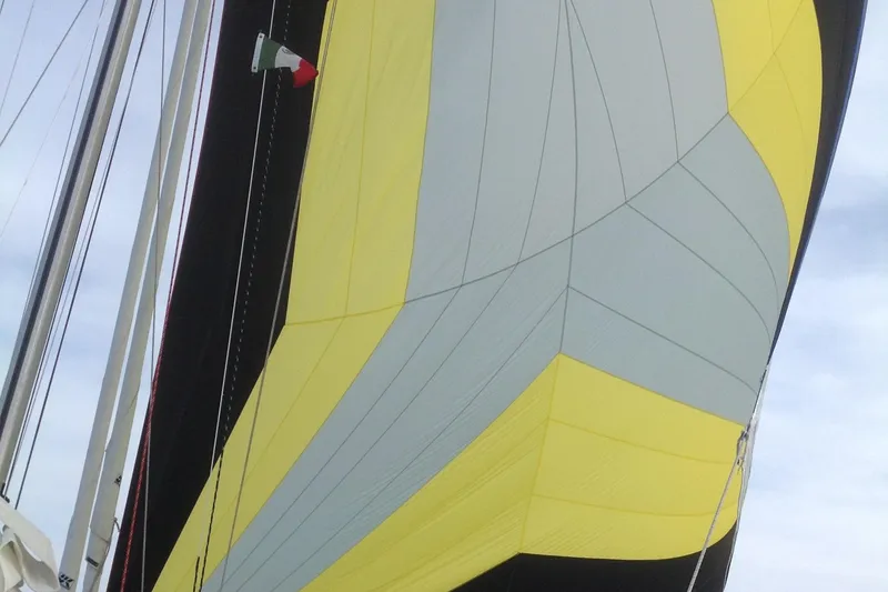 Slide: The Image of Close-up of a colorful sail on a 1999 Catalina 42 MkII yacht. - 49
