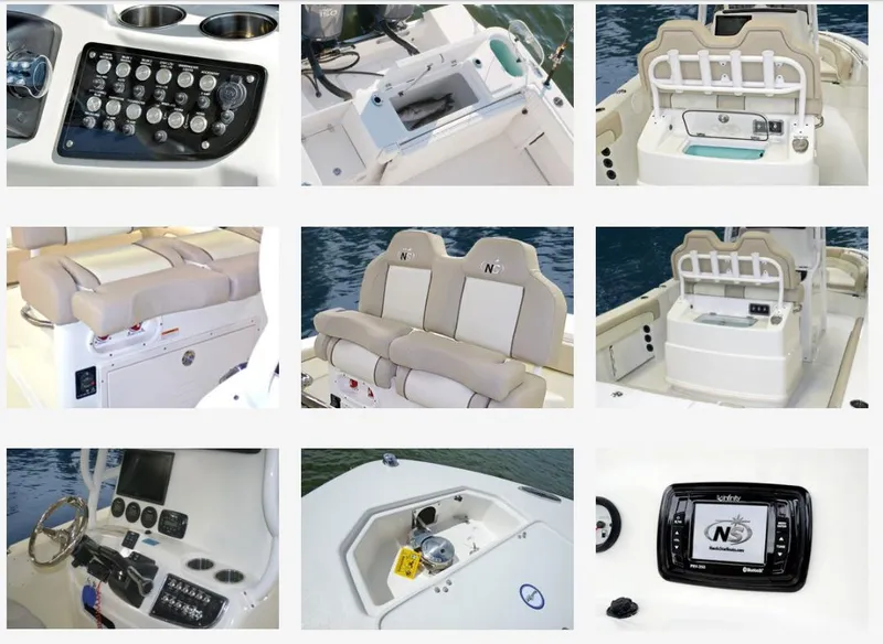 Slide: The Image of 2019 NauticStar 25XS boat interior features, including seating, controls, and storage compartments. - 2