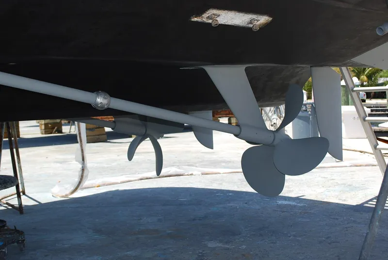 Slide: The Image of Propellers of a 2000 Fairline Squadron yacht on dry dock. - 37