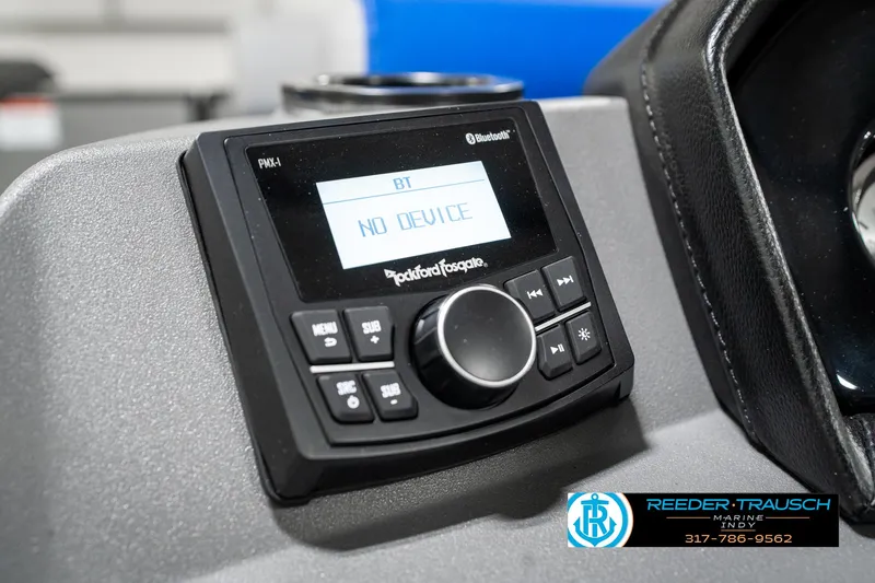 Slide: The Image of Rockford Fosgate audio system in 2025 Bennington 20 SSB boat dashboard. - 34