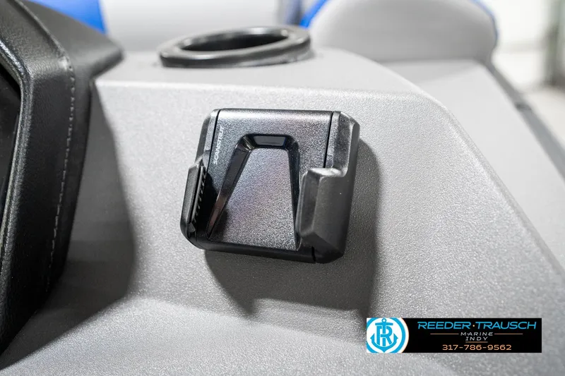 Slide: The Image of 2025 Bennington 20 SSB boat interior detail with cup holder and accessory mount. - 36