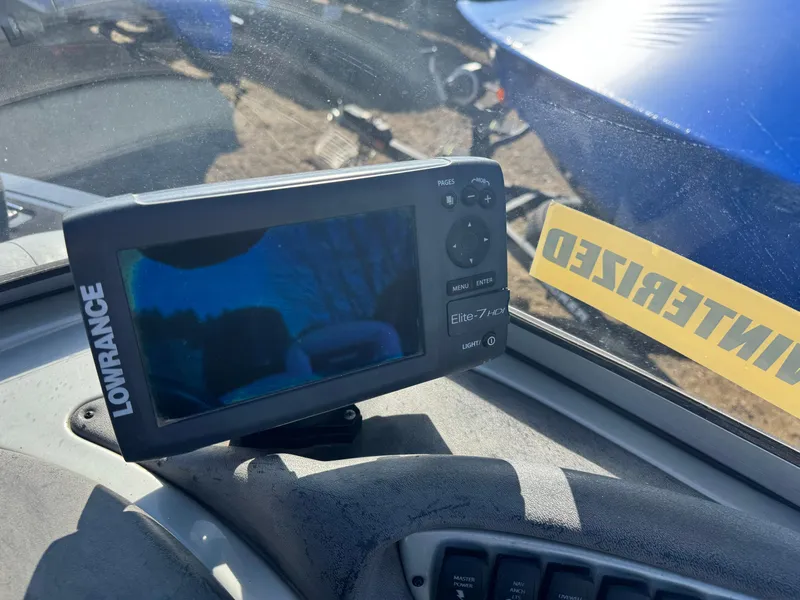 Slide: The Image of Lowrance fish finder on 2017 Tracker Targa V-18 Combo boat dashboard. - 7