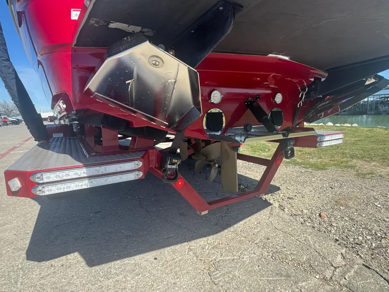 Slide: The Image of 2019 MasterCraft X46 boat underside showing propeller and rudder components. - 8