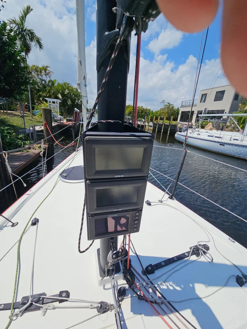 Slide: The Image of Sailboat deck with navigation instruments, C&C Mega 30 One Design, 2014 model. - 9